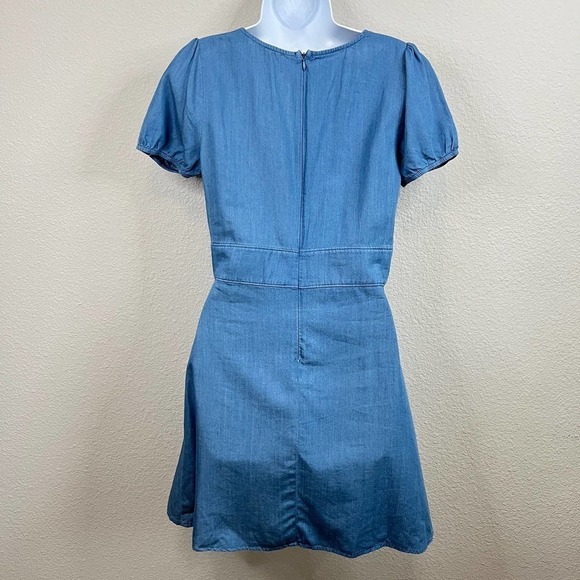 New Day to Day Blu Pepper Chambray Dress Women's S Lace Front Denim Mini Flaw - Picture 4 of 7